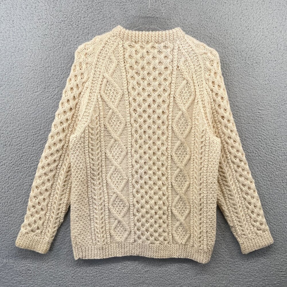 Vintage Mens Irish Fisherman Sweater KAM Knitwear Aran Hand Knits Wool 42 Medium - Picture 13 of 14